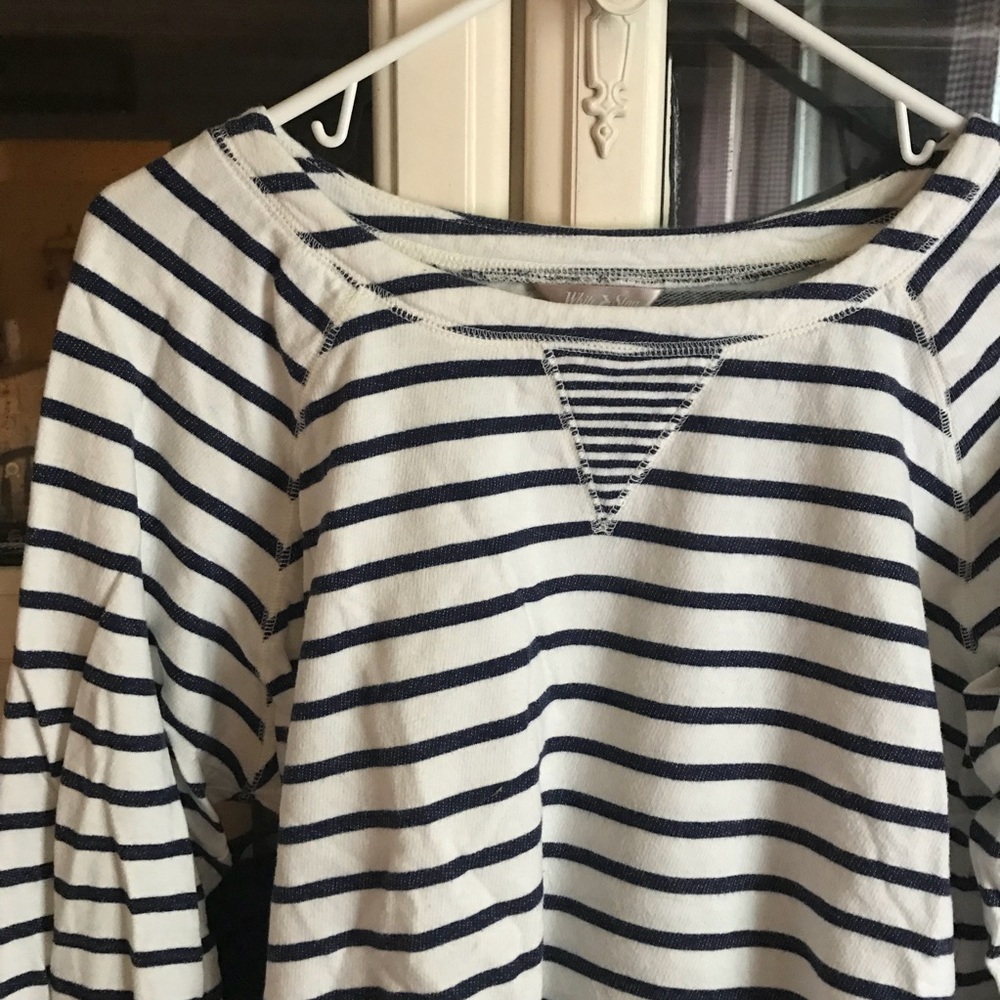 Navy Striped Crewneck Top